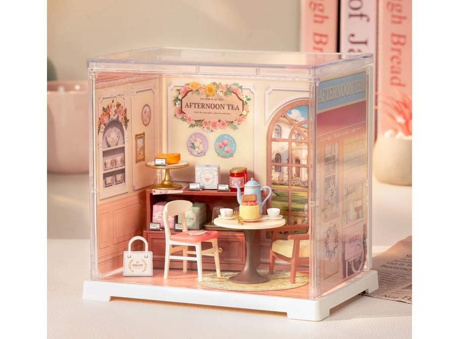 RoboTime 3D drevená skladačka Miniatúra domčeku mini Medová čajovňa