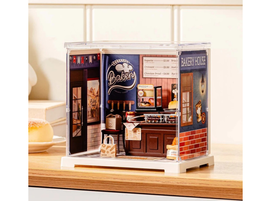 RoboTime 3D drevená skladačka Miniatúra domčeku mini Pekáreň