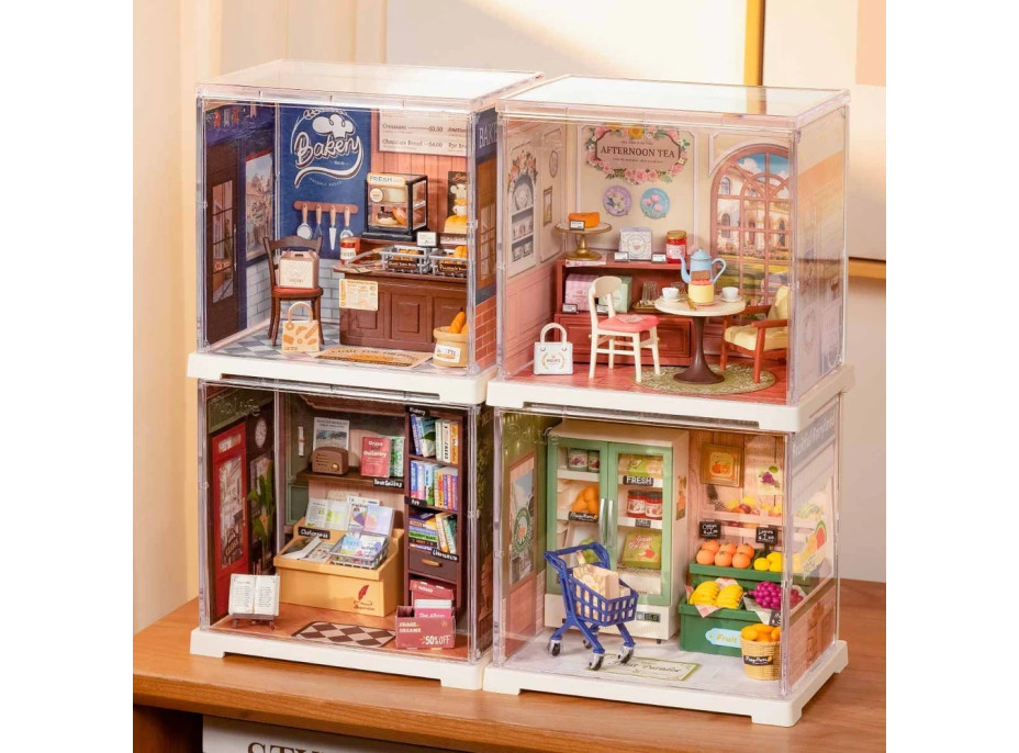 RoboTime 3D drevená skladačka Miniatúra domčeku mini Pekáreň