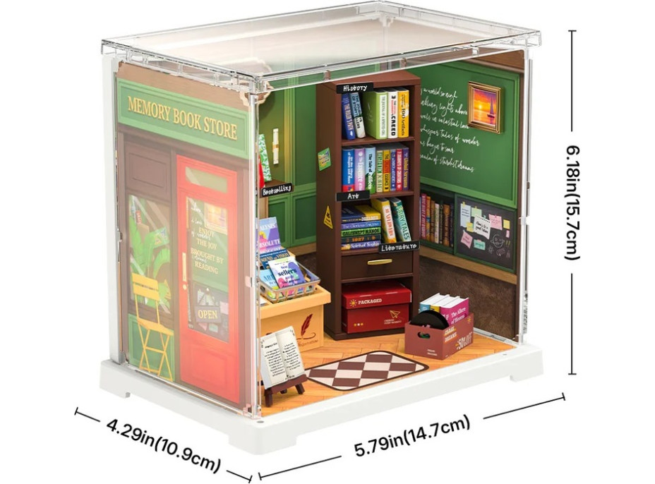 RoboTime 3D drevená skladačka Miniatúra domčeku mini Kníhkupectvo
