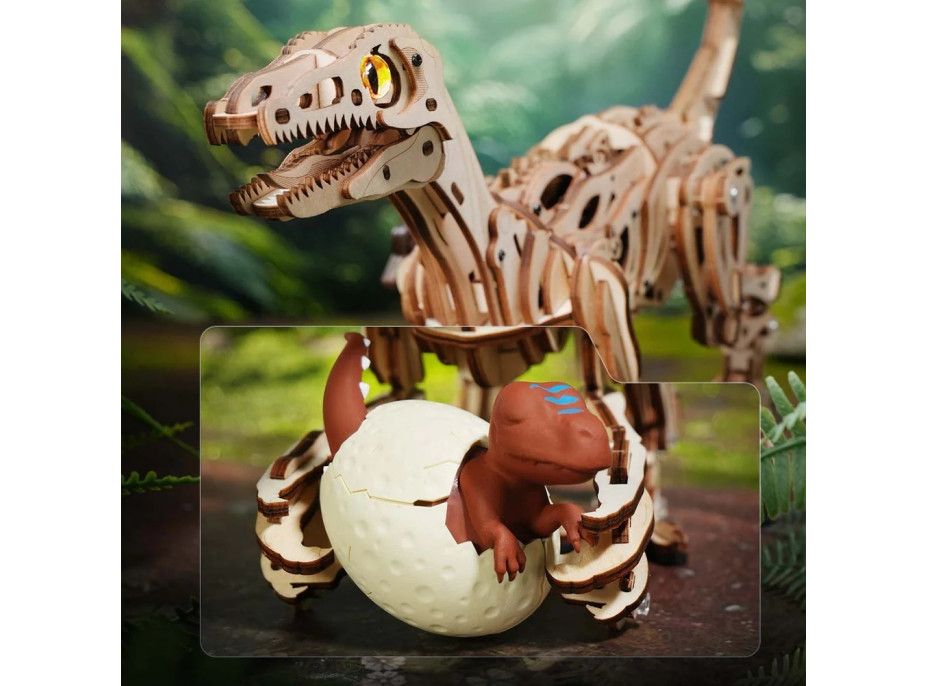 RoboTime 3D drevená mechanická skladačka Velociraptor