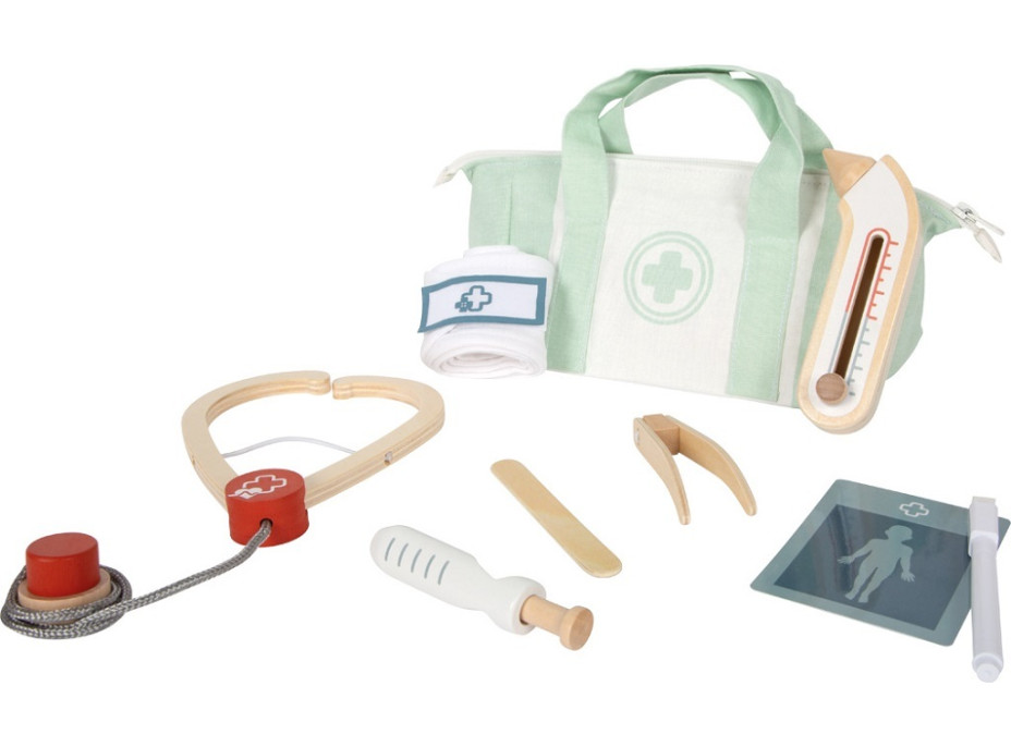 small foot Doktorandský set so zeleno-bielou lekárskou taškou