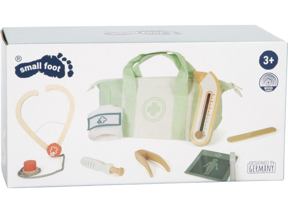 small foot Doktorandský set so zeleno-bielou lekárskou taškou