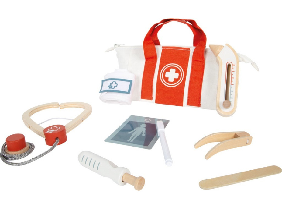 small foot Doktorský set s červeno-bielou lekárskou taškou