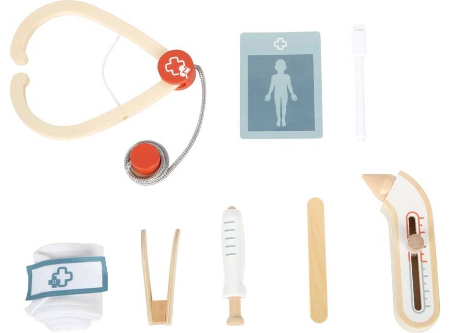 small foot Doktorský set s červeno-bielou lekárskou taškou