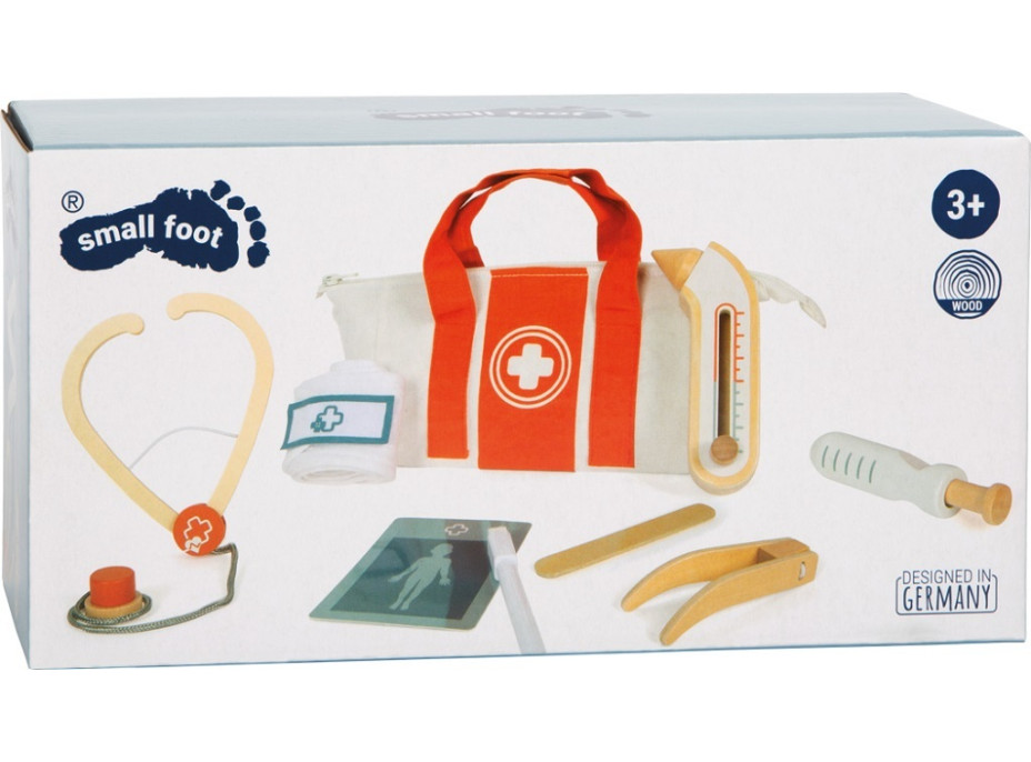 small foot Doktorský set s červeno-bielou lekárskou taškou