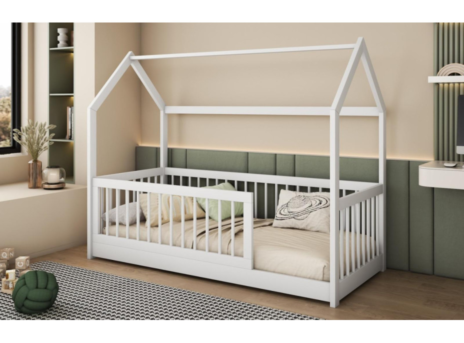 Detská domčeková posteľ z masívu borovice GRÉTA - 200x90 cm - biela