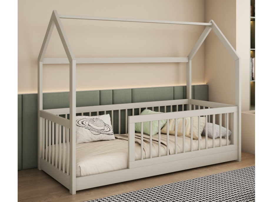 Detská domčeková posteľ z masívu borovice GRÉTA - 180x80 cm - kašmírová