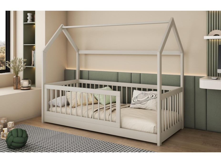 Detská domčeková posteľ z masívu borovice GRÉTA - 200x90 cm - kašmírová