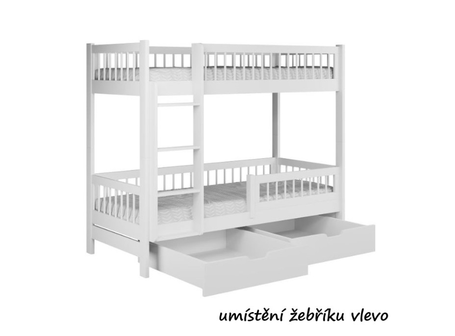 Detská poschodová posteľ so šuplíkmi z masívu borovice COEN - 180x80 cm - prírodná borovica