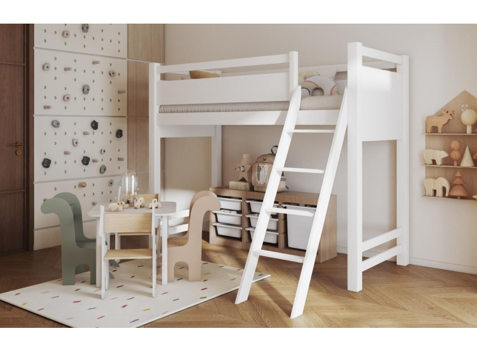 Detská vyvýšená posteľ z masívu borovice VESPER - 200x90 cm - biela