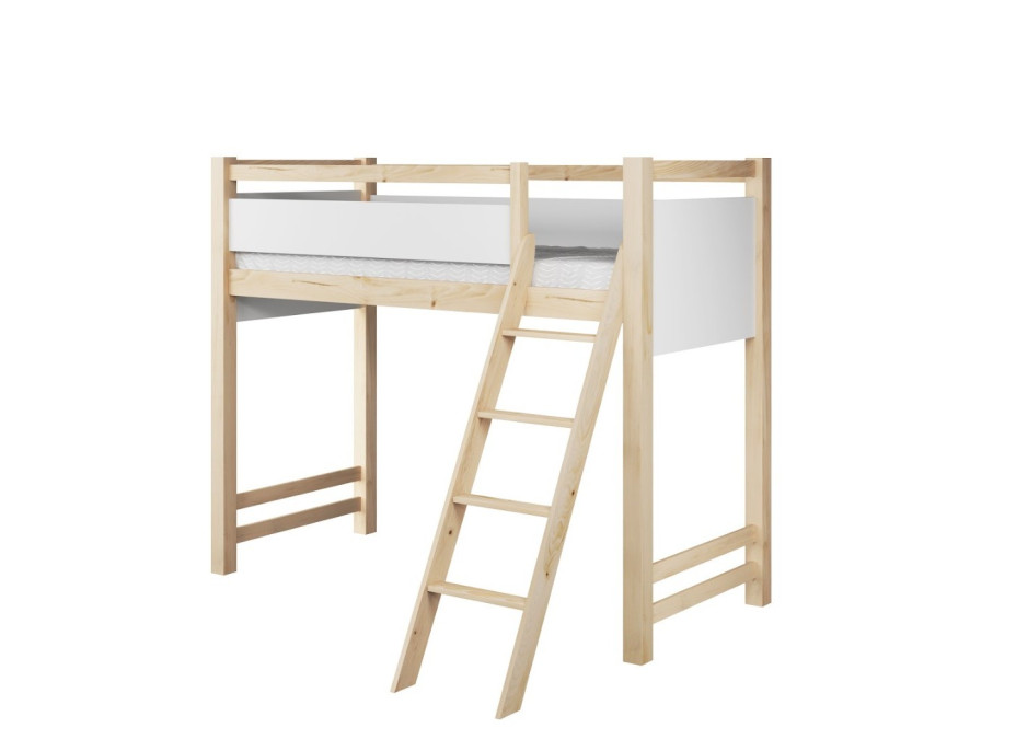 Detská vyvýšená posteľ z masívu borovice VESPER - 200x90 cm - biela