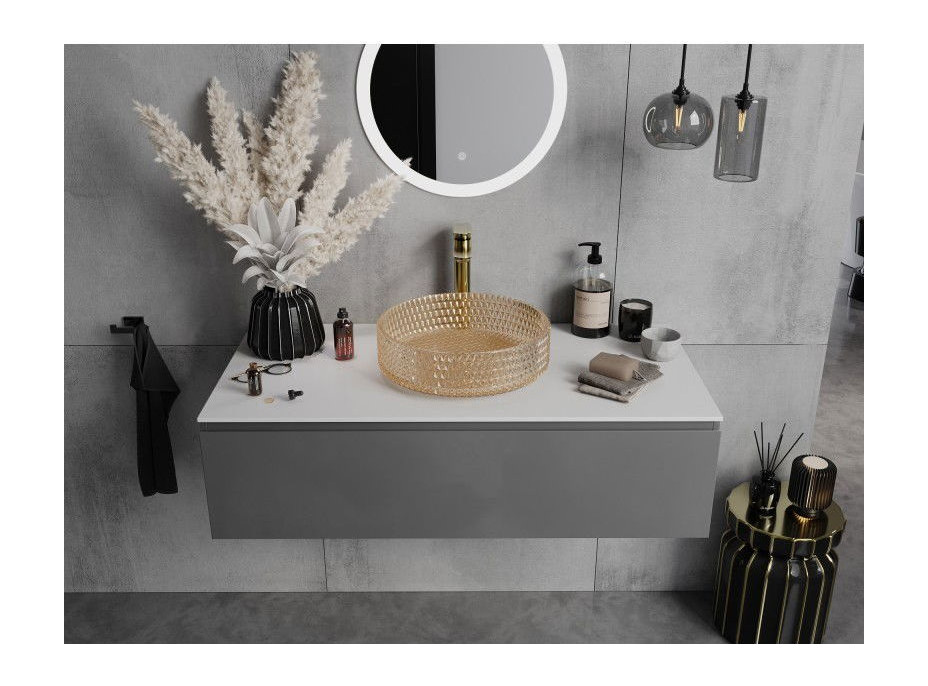 Sklenené umývadlo MEXEN AURA - krištáľový vzor - rose gold, 24013968