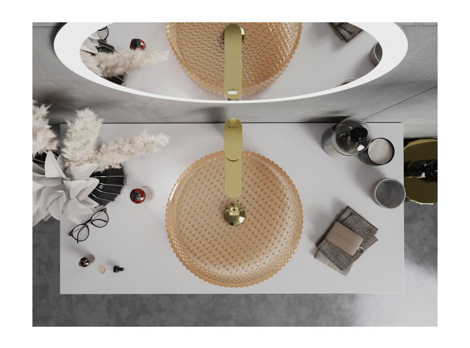 Sklenené umývadlo MEXEN AURA - krištáľový vzor - rose gold, 24013968