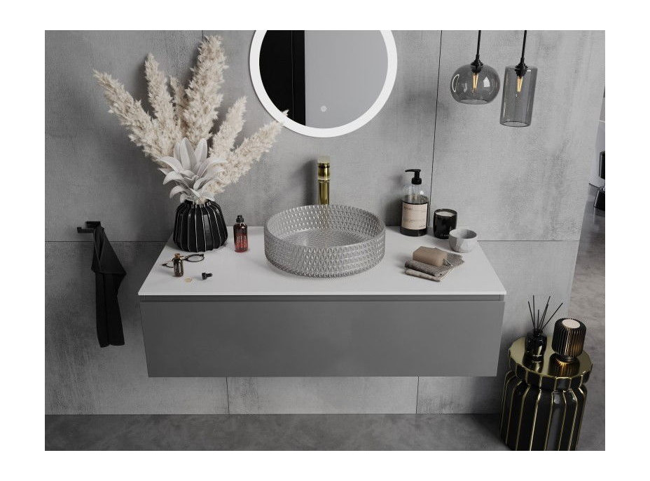 Sklenené umývadlo MEXEN AURA - krištáľový vzor - šedé, 24013966