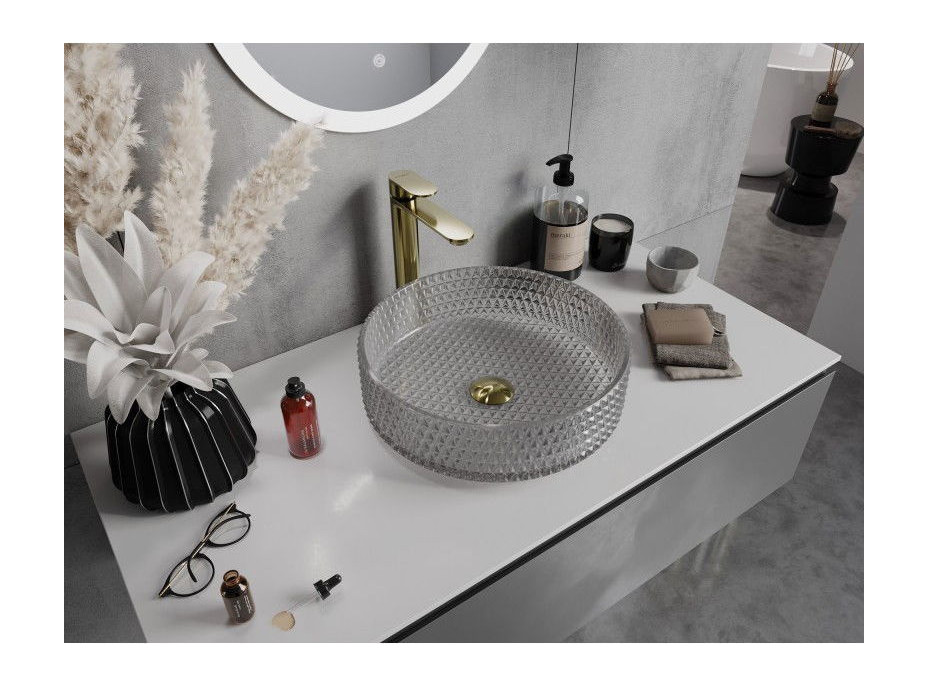 Sklenené umývadlo MEXEN AURA - krištáľový vzor - šedé, 24013966