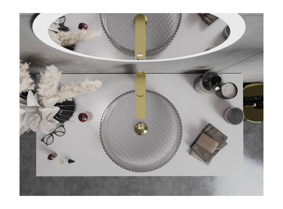 Sklenené umývadlo MEXEN AURA - krištáľový vzor - šedé, 24013966