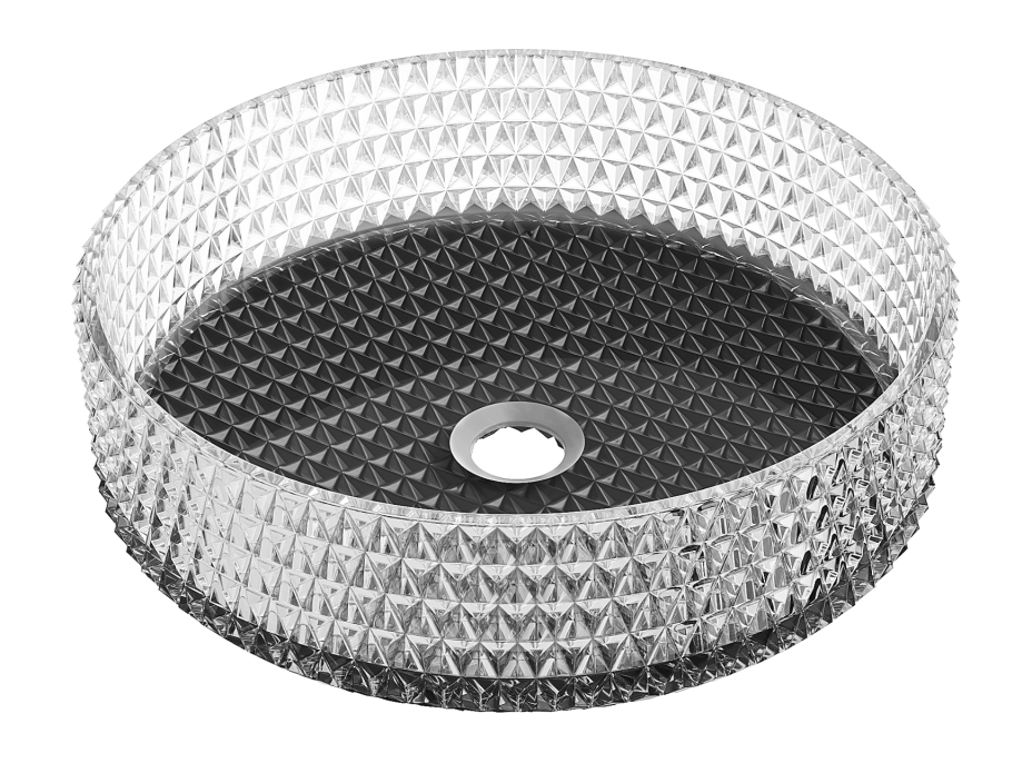 Sklenené umývadlo MEXEN AURA - krištáľový vzor - číre/čierne, 24013971