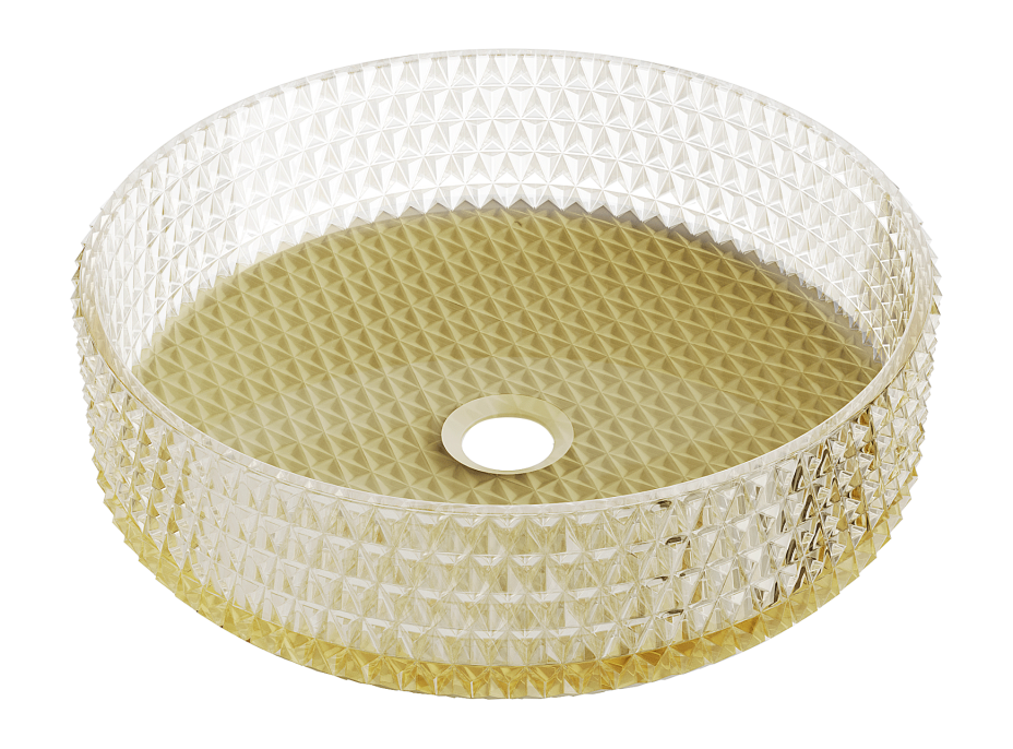 Sklenené umývadlo MEXEN AURA - krištáľový vzor - číre/zlaté, 24013951