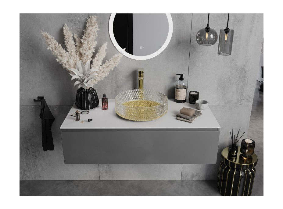 Sklenené umývadlo MEXEN AURA - krištáľový vzor - číre/zlaté, 24013951