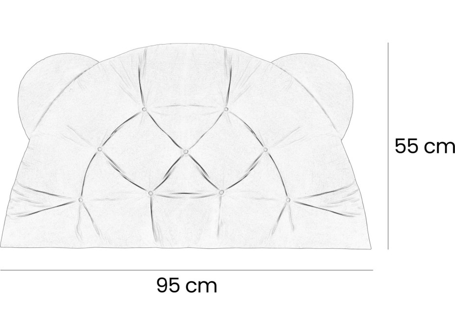 Čalúnená opierka hlavy BEAR Velvet 95x55 cm - šedá