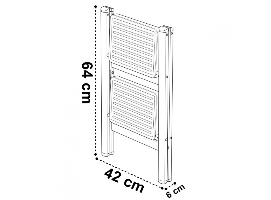 Skladacie kovové schodíky EASYSTEP čierne - 2stupňové