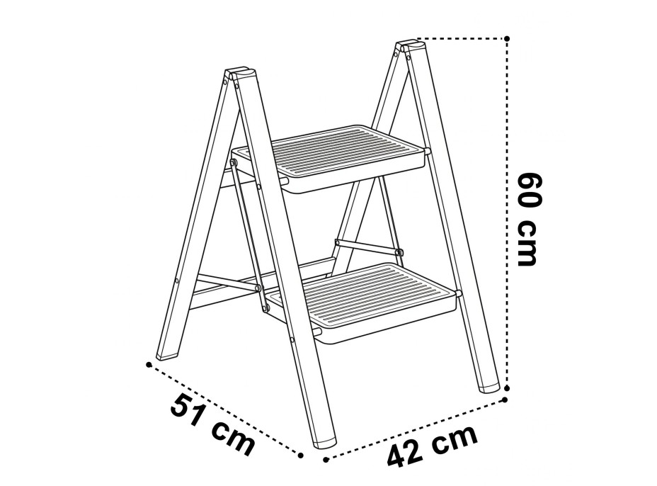 Skladacie kovové schodíky EASYSTEP čierne - 2stupňové