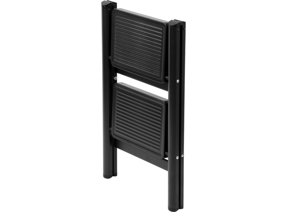 Skladacie kovové schodíky EASYSTEP čierne - 2stupňové