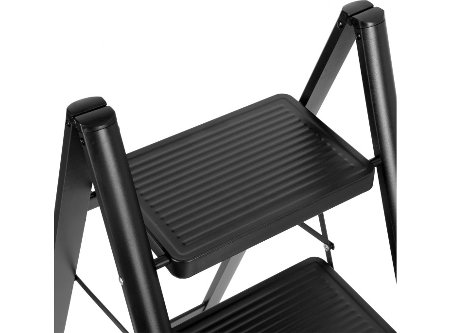 Skladacie kovové schodíky EASYSTEP čierne - 3stupňové