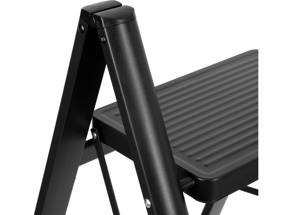 Skladacie kovové schodíky EASYSTEP čierne - 3stupňové