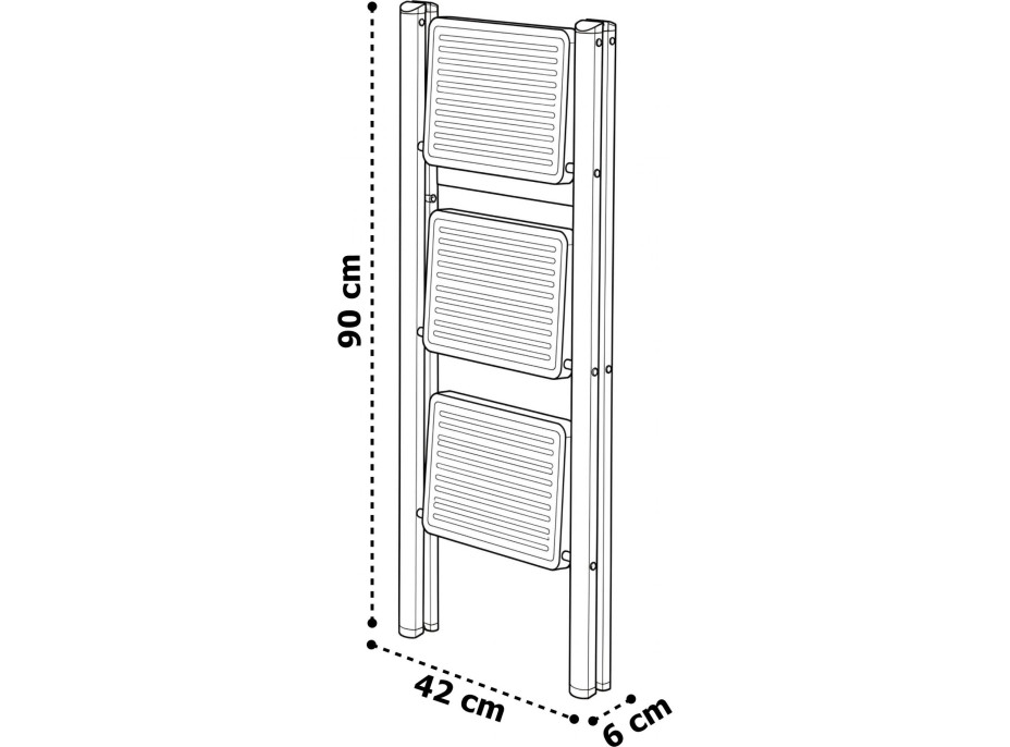 Skladacie kovové schodíky EASYSTEP čierne - 3stupňové