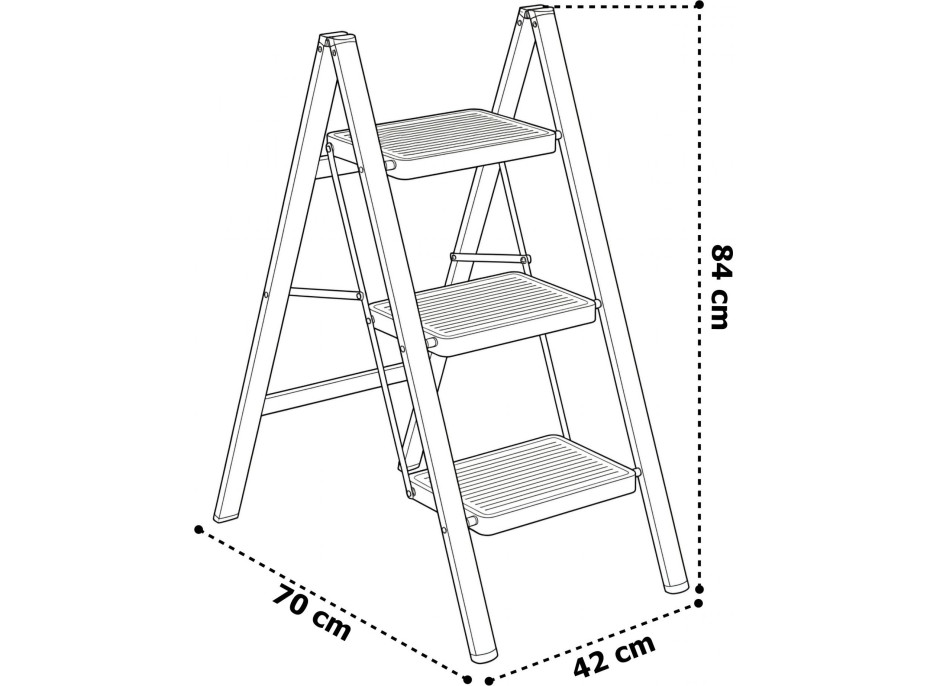 Skladacie kovové schodíky EASYSTEP čierne - 3stupňové