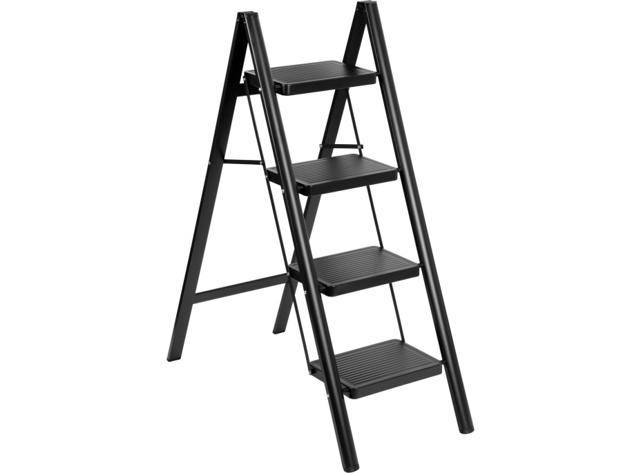 Skladacie kovové schodíky EASYSTEP čierne - 4stupňové