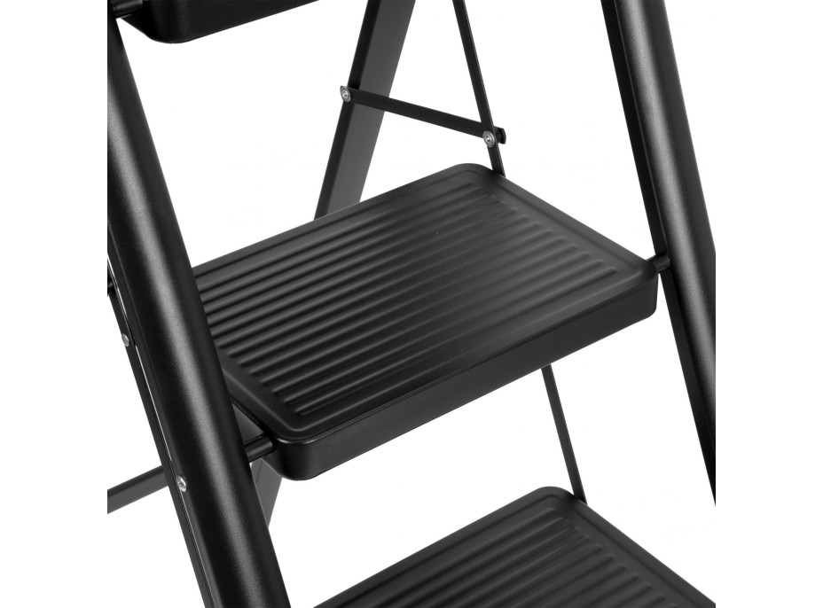 Skladacie kovové schodíky EASYSTEP čierne - 4stupňové
