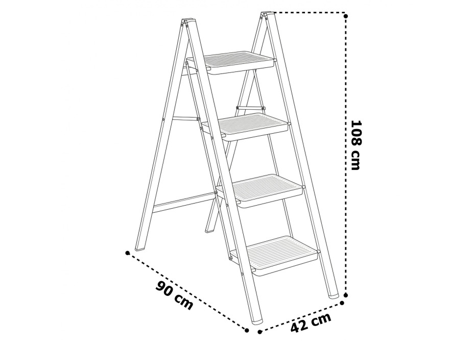 Skladacie kovové schodíky EASYSTEP čierne - 4stupňové