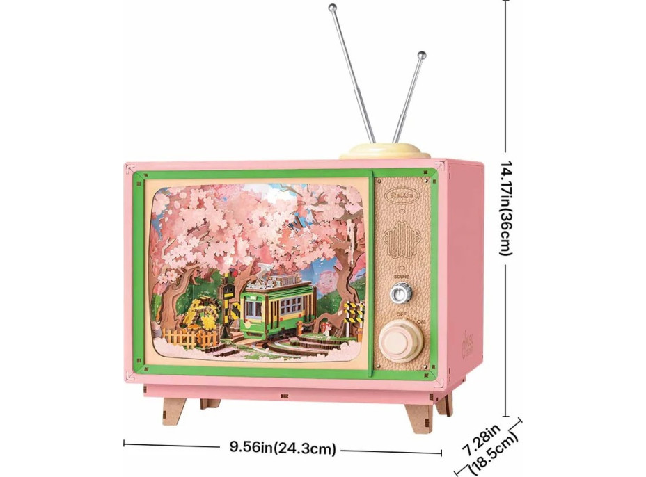 RoboTime 3D drevená skladačka hracej skrinky Prechádzka v sakurovom lese