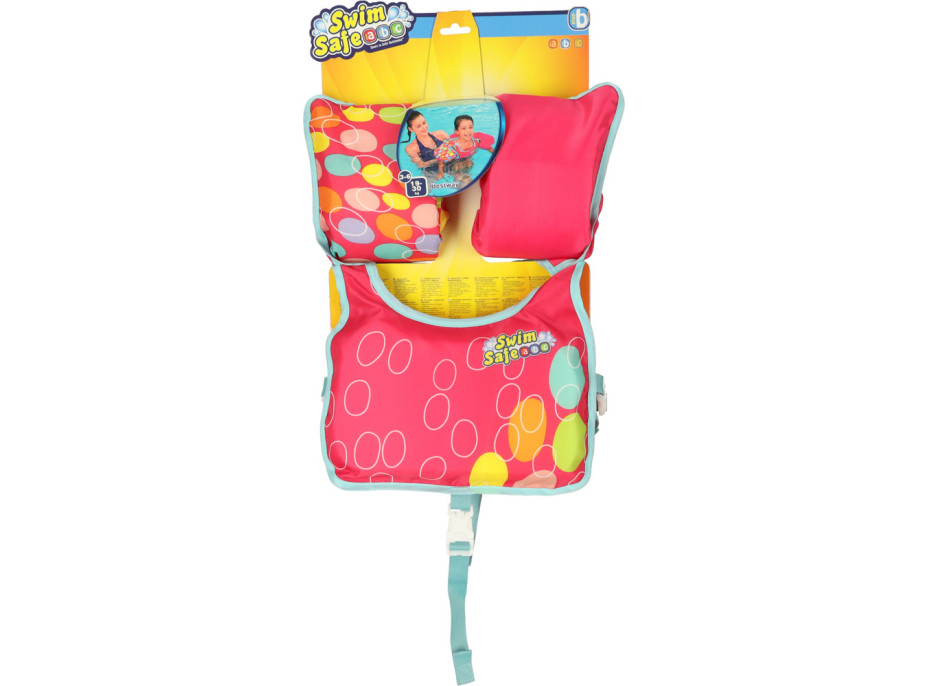 Plavecká vesta s rukávmi AQUASTAR - 3-6 rokov, 19-30 kg - ružová