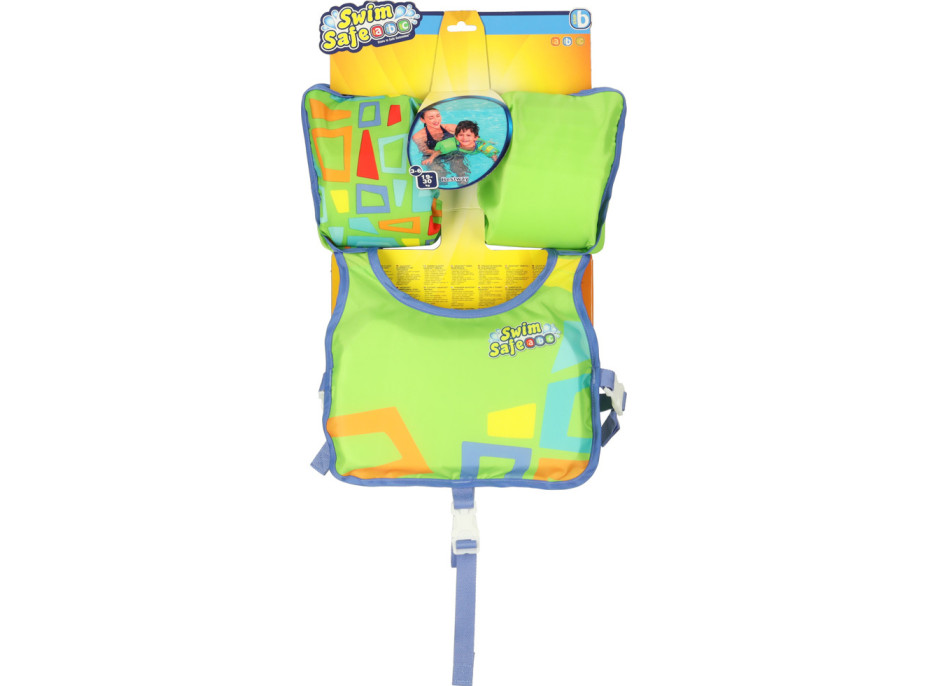 Plavecká vesta s rukávmi AQUASTAR - 3-6 rokov, 19-30 kg - zelená