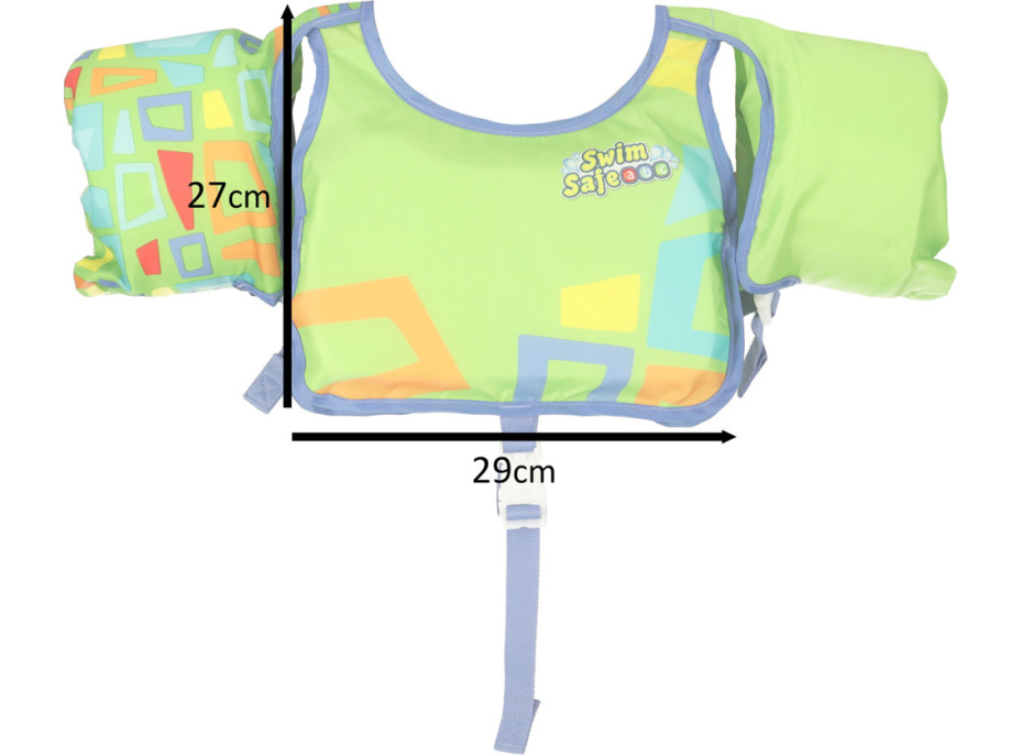 Plavecká vesta s rukávmi AQUASTAR - 3-6 rokov, 19-30 kg - zelená