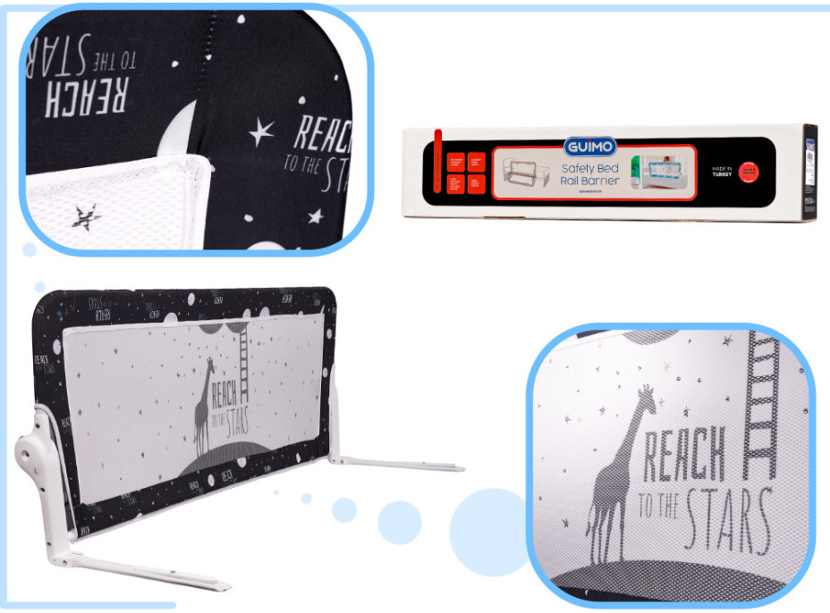 Bezpečnostná zábrana k posteli - 120 cm - čierna