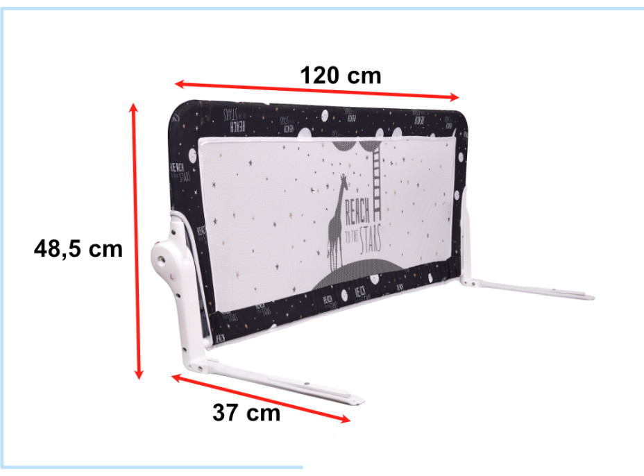 Bezpečnostná zábrana k posteli - 120 cm - čierna