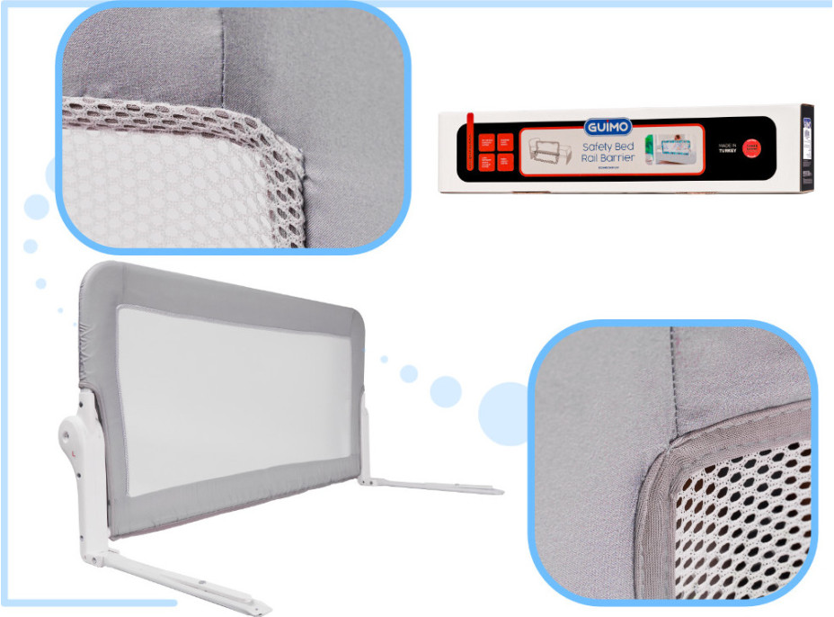 Bezpečnostná zábrana k posteli - 120 cm - šedá