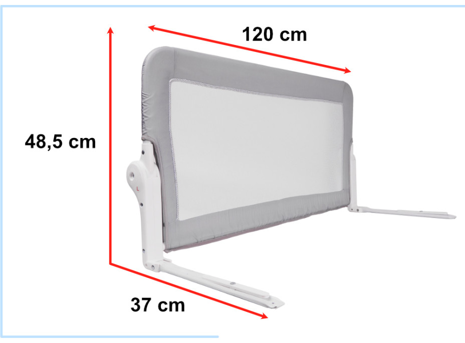 Bezpečnostná zábrana k posteli - 120 cm - šedá
