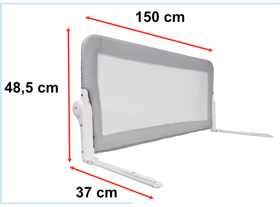 Bezpečnostná zábrana k posteli - 150 cm - šedá