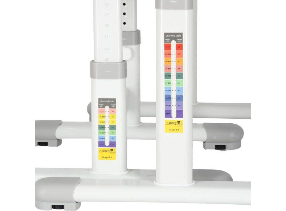 Detský nastaviteľný písací stôl so zásuvkou, stoličkou a LED lampou - šedý