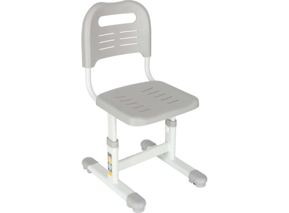 Detský nastaviteľný písací stôl so zásuvkou, stoličkou a LED lampou - šedý