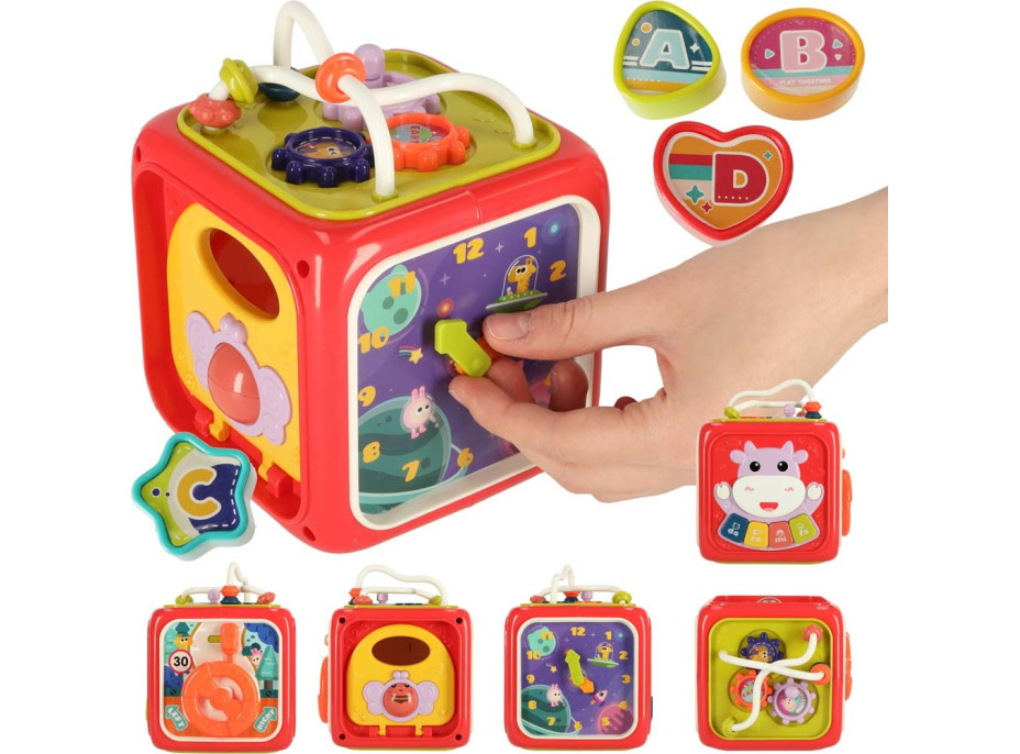 Manipulačná zmyslová Montessori kocka 6v1