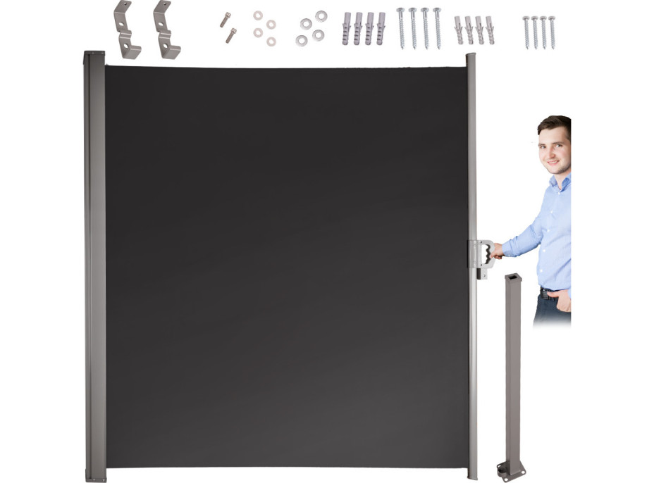 Bočná markíza LUARO rolovacia - 160 x 300 cm - tmavo šedá