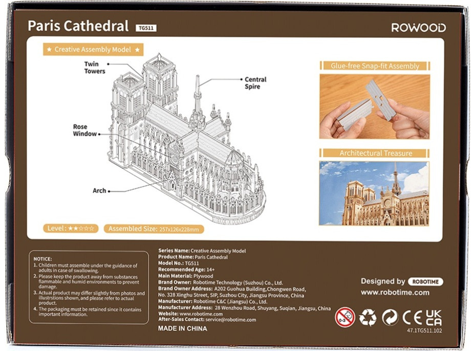 RoboTime 3D drevená skladačka Parížska katedrála Notre-Dame