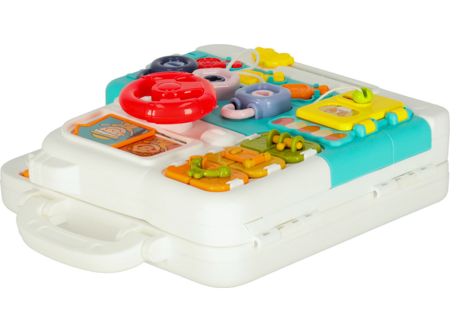 Zmyslový manipulačný Montessori kufrík so svetlom a zvukmi - Macko